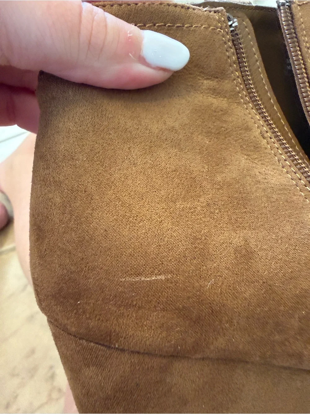 MIA designer Suede Fringe Wedge Booties in Tan